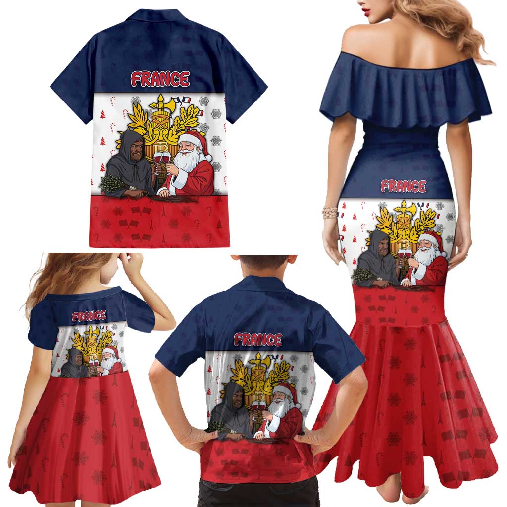 France Christmas Family Matching Mermaid Dress and Hawaiian Shirt Pere Noel And Pere Fouettard - Wonder Print Shop