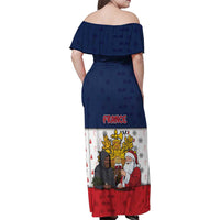 France Christmas Family Matching Off Shoulder Maxi Dress and Hawaiian Shirt Pere Noel And Pere Fouettard - Wonder Print Shop