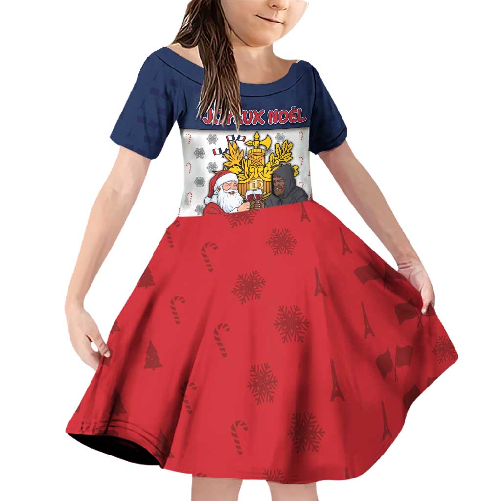 France Christmas Family Matching Off Shoulder Short Dress and Hawaiian Shirt Pere Noel And Pere Fouettard - Wonder Print Shop