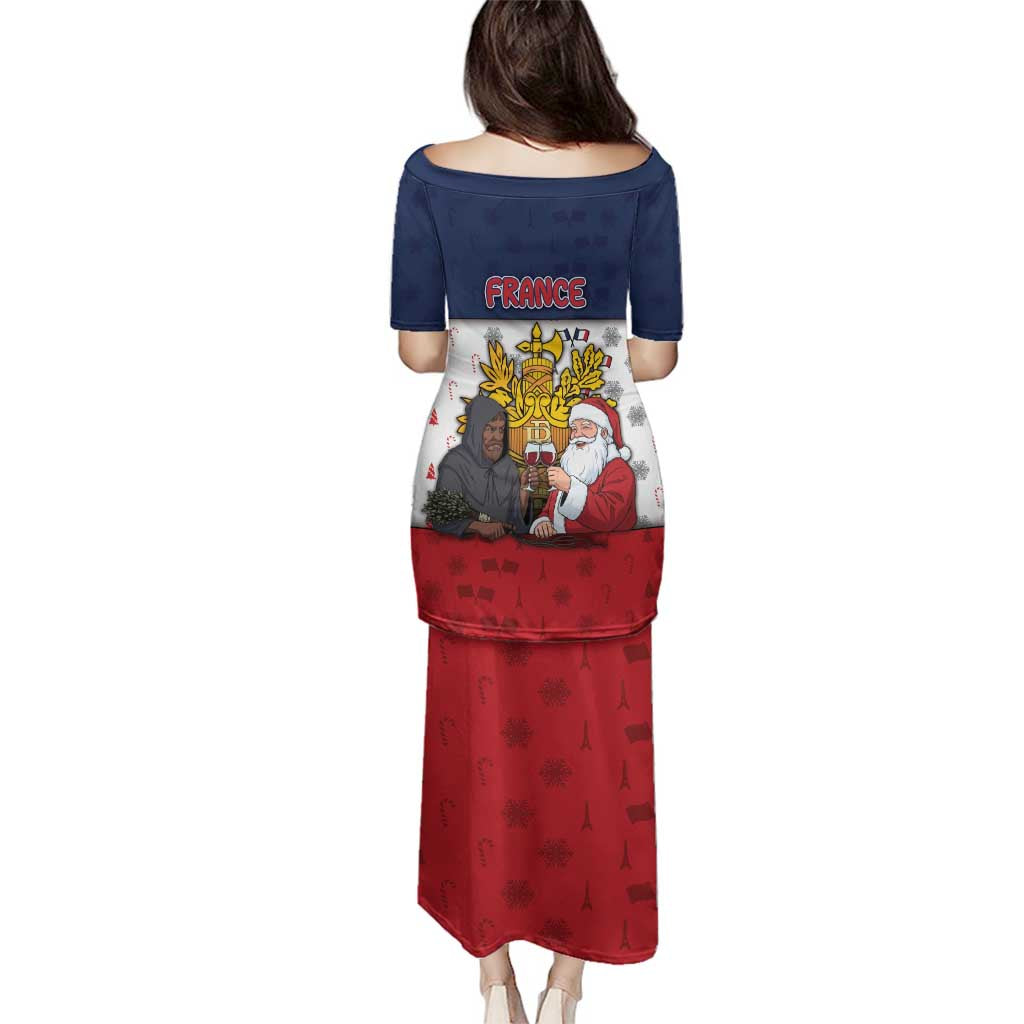 France Christmas Family Matching Puletasi and Hawaiian Shirt Pere Noel And Pere Fouettard - Wonder Print Shop