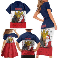 France Christmas Family Matching Short Sleeve Bodycon Dress and Hawaiian Shirt Pere Noel And Pere Fouettard - Wonder Print Shop