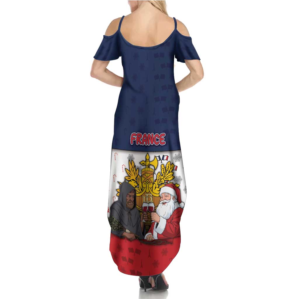 France Christmas Family Matching Summer Maxi Dress and Hawaiian Shirt Pere Noel And Pere Fouettard - Wonder Print Shop