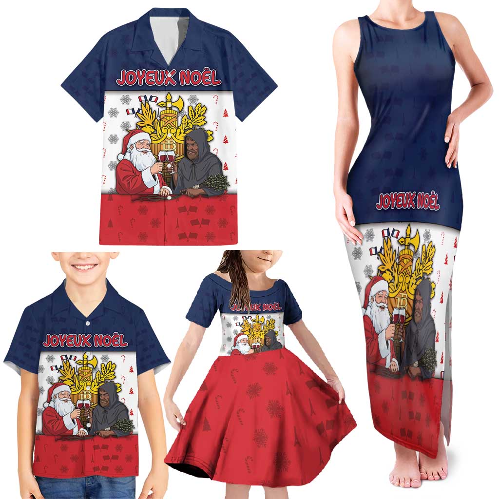France Christmas Family Matching Tank Maxi Dress and Hawaiian Shirt Pere Noel And Pere Fouettard - Wonder Print Shop