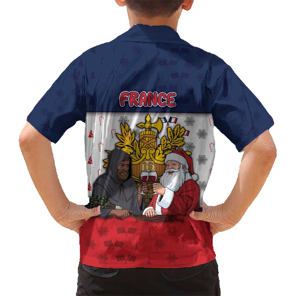 France Christmas Kid Hawaiian Shirt Pere Noel And Pere Fouettard - Wonder Print Shop