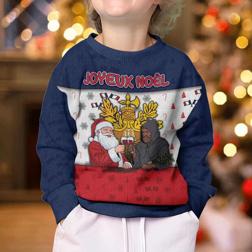 France Christmas Kid Ugly Christmas Sweater Pere Noel And Pere Fouettard - Wonder Print Shop