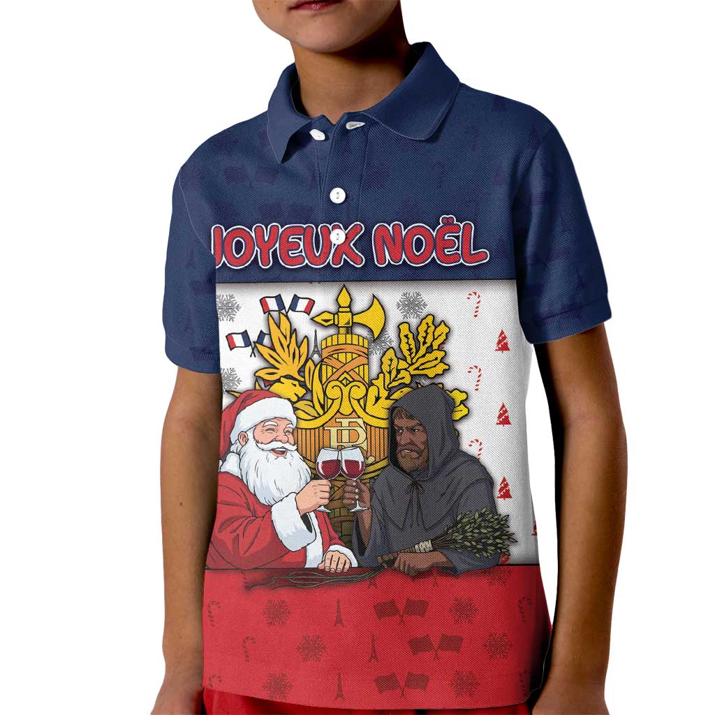 France Christmas Kid Polo Shirt Pere Noel And Pere Fouettard - Wonder Print Shop