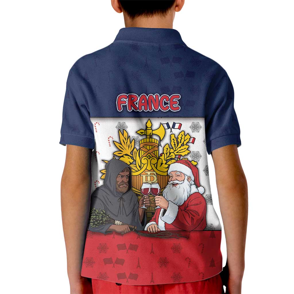 France Christmas Kid Polo Shirt Pere Noel And Pere Fouettard - Wonder Print Shop