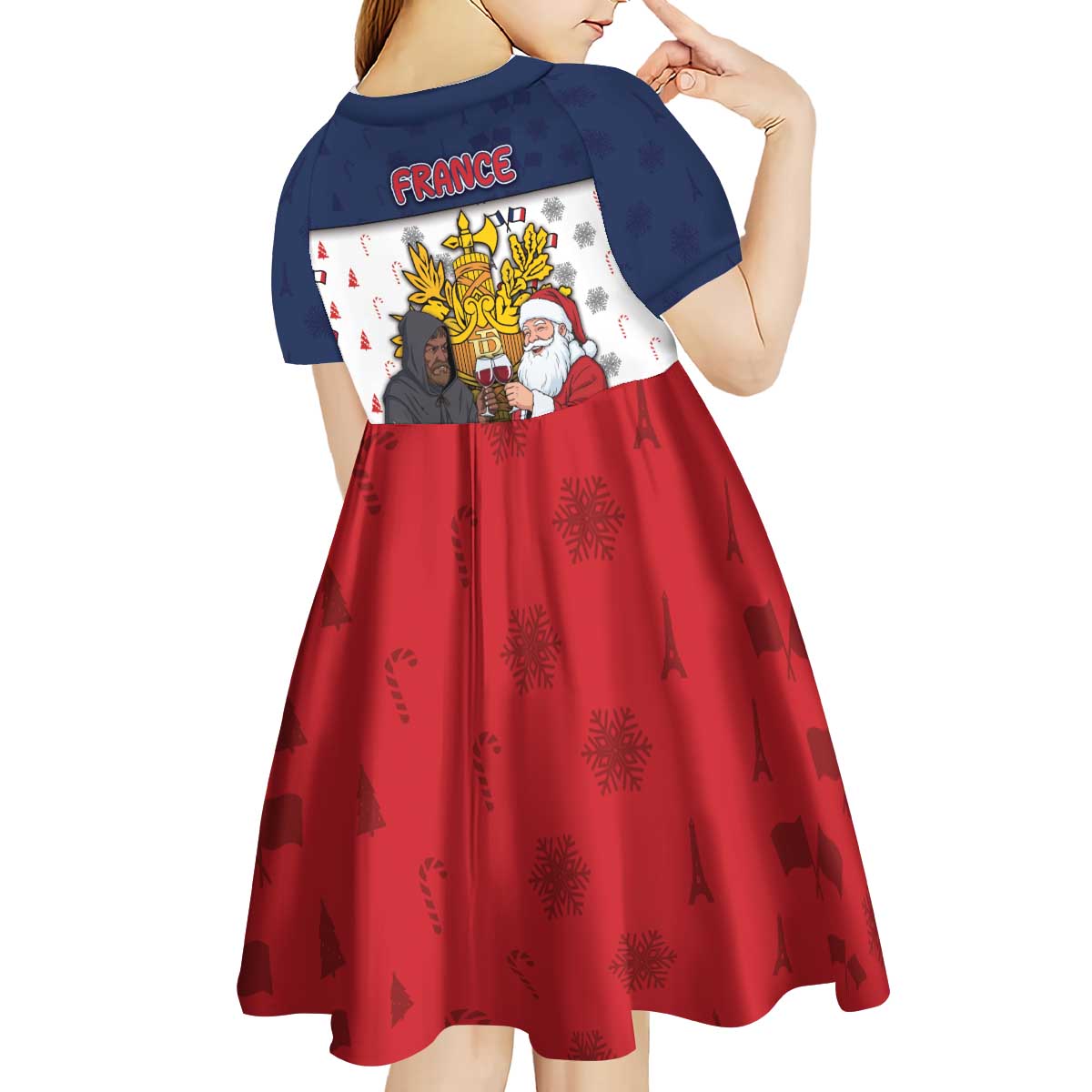 France Christmas Kid Short Sleeve Dress Pere Noel And Pere Fouettard - Wonder Print Shop