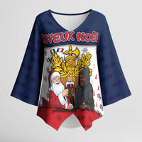 France Christmas Kimono Sleeve Blouse Pere Noel And Pere Fouettard - Wonder Print Shop