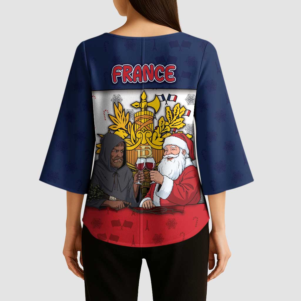 France Christmas Kimono Sleeve Blouse Pere Noel And Pere Fouettard - Wonder Print Shop