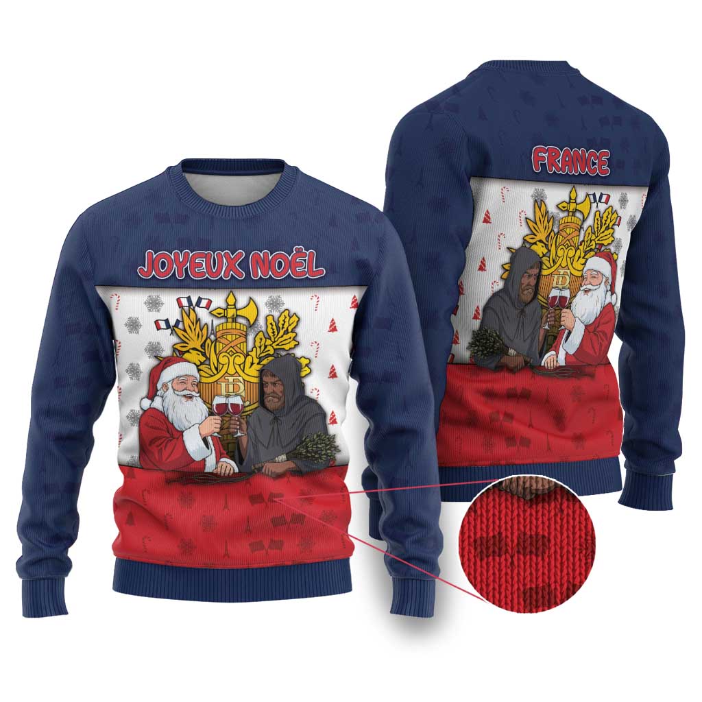 France Christmas Ugly Christmas Sweater Pere Noel And Pere Fouettard - Wonder Print Shop