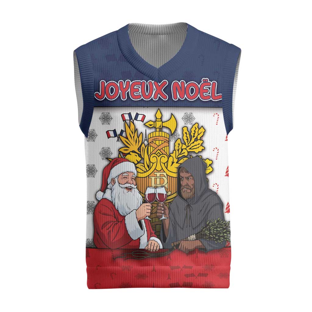 France Christmas Knitted V-Neck Vest Pere Noel And Pere Fouettard - Wonder Print Shop
