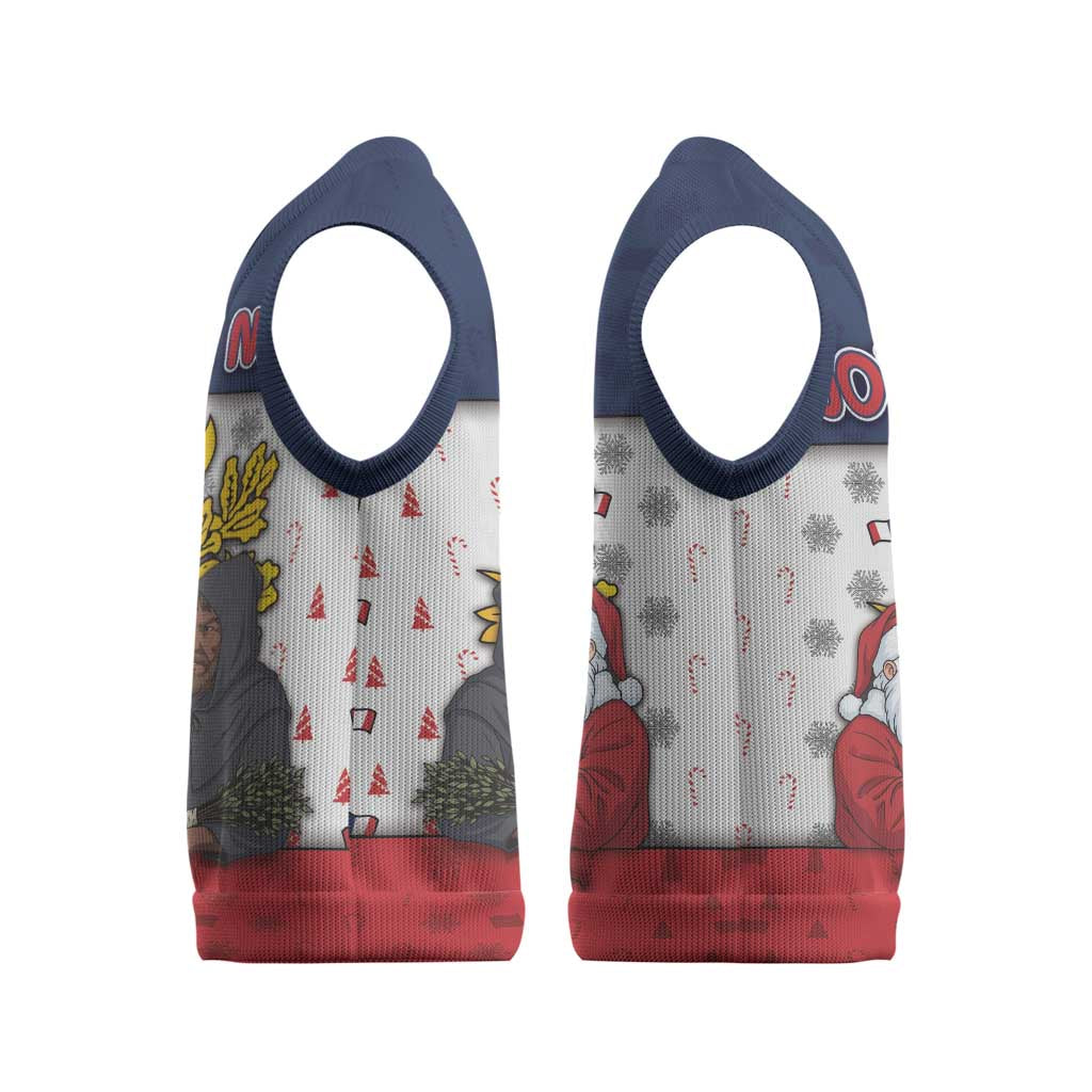 France Christmas Knitted V-Neck Vest Pere Noel And Pere Fouettard - Wonder Print Shop