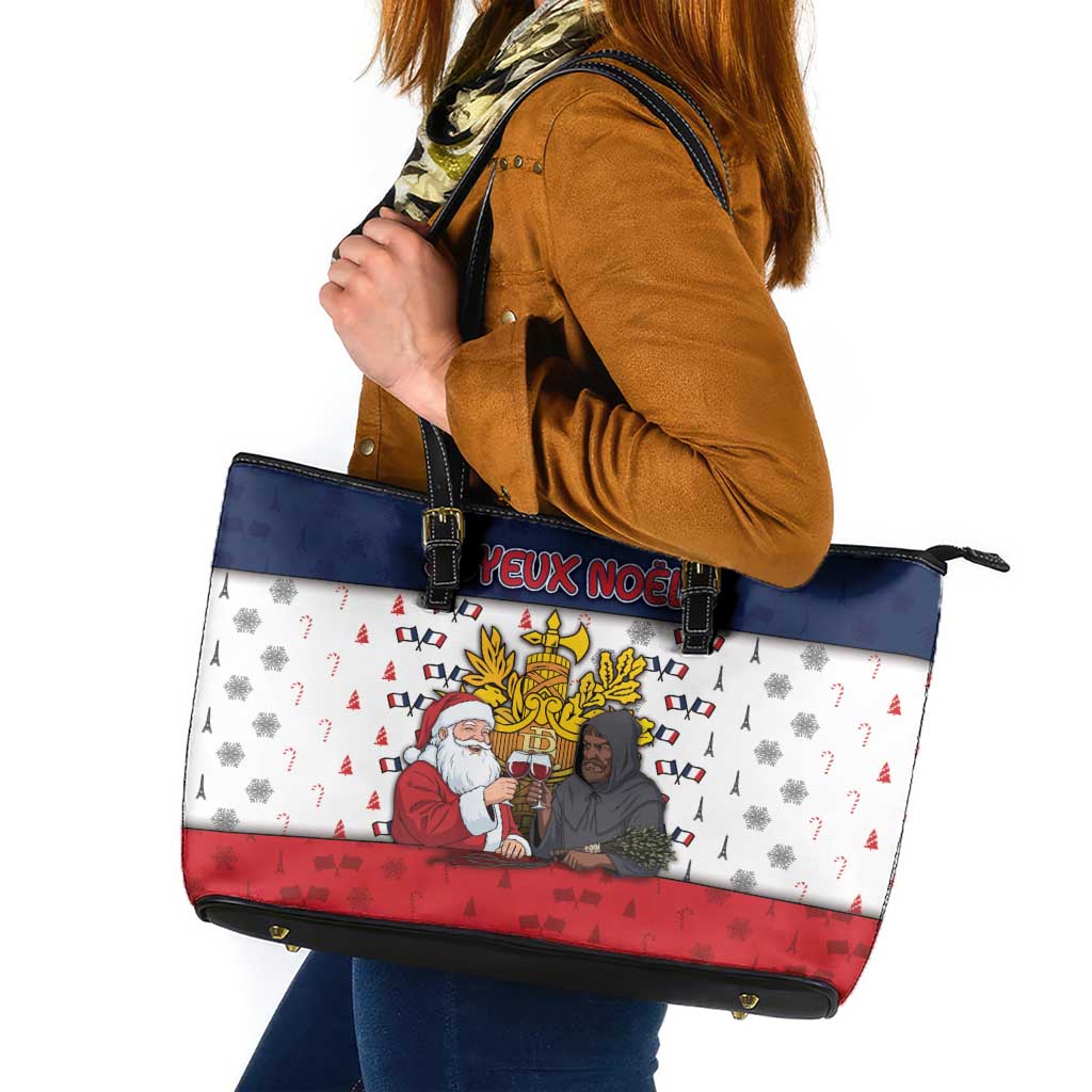 France Christmas Leather Tote Bag Pere Noel And Pere Fouettard - Wonder Print Shop