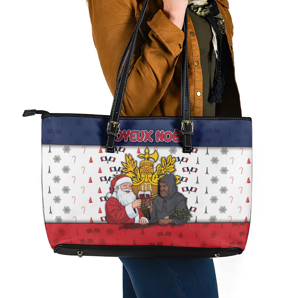 France Christmas Leather Tote Bag Pere Noel And Pere Fouettard - Wonder Print Shop