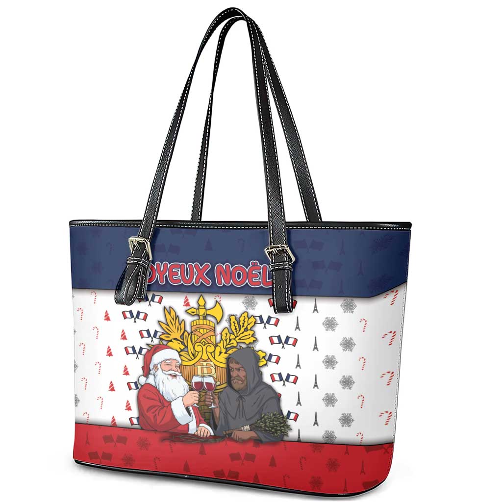 France Christmas Leather Tote Bag Pere Noel And Pere Fouettard - Wonder Print Shop