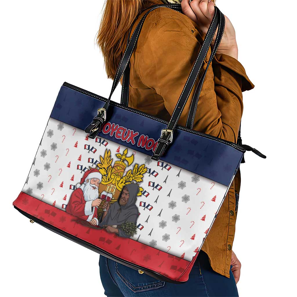 France Christmas Leather Tote Bag Pere Noel And Pere Fouettard - Wonder Print Shop