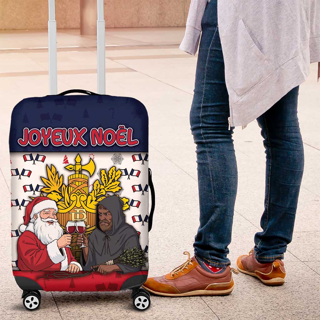 France Christmas Luggage Cover Pere Noel And Pere Fouettard - Wonder Print Shop