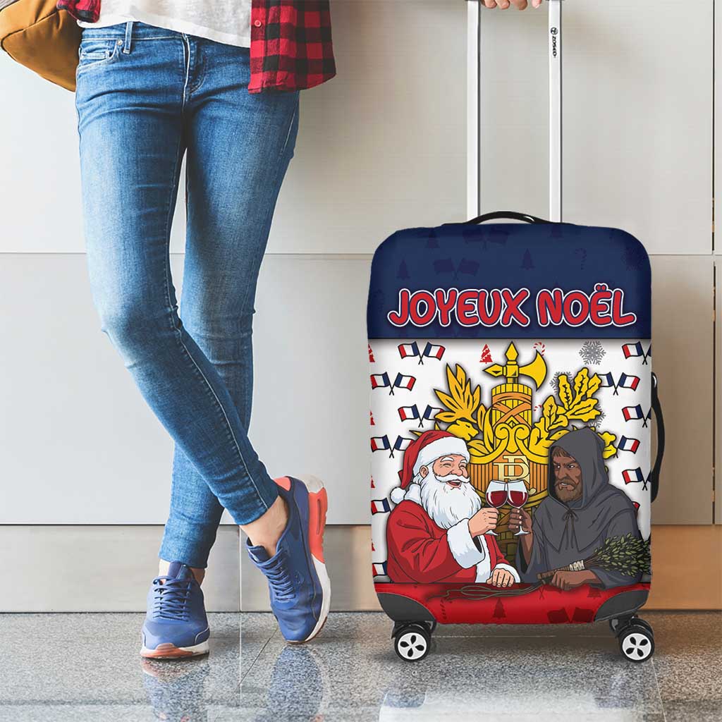 France Christmas Luggage Cover Pere Noel And Pere Fouettard - Wonder Print Shop