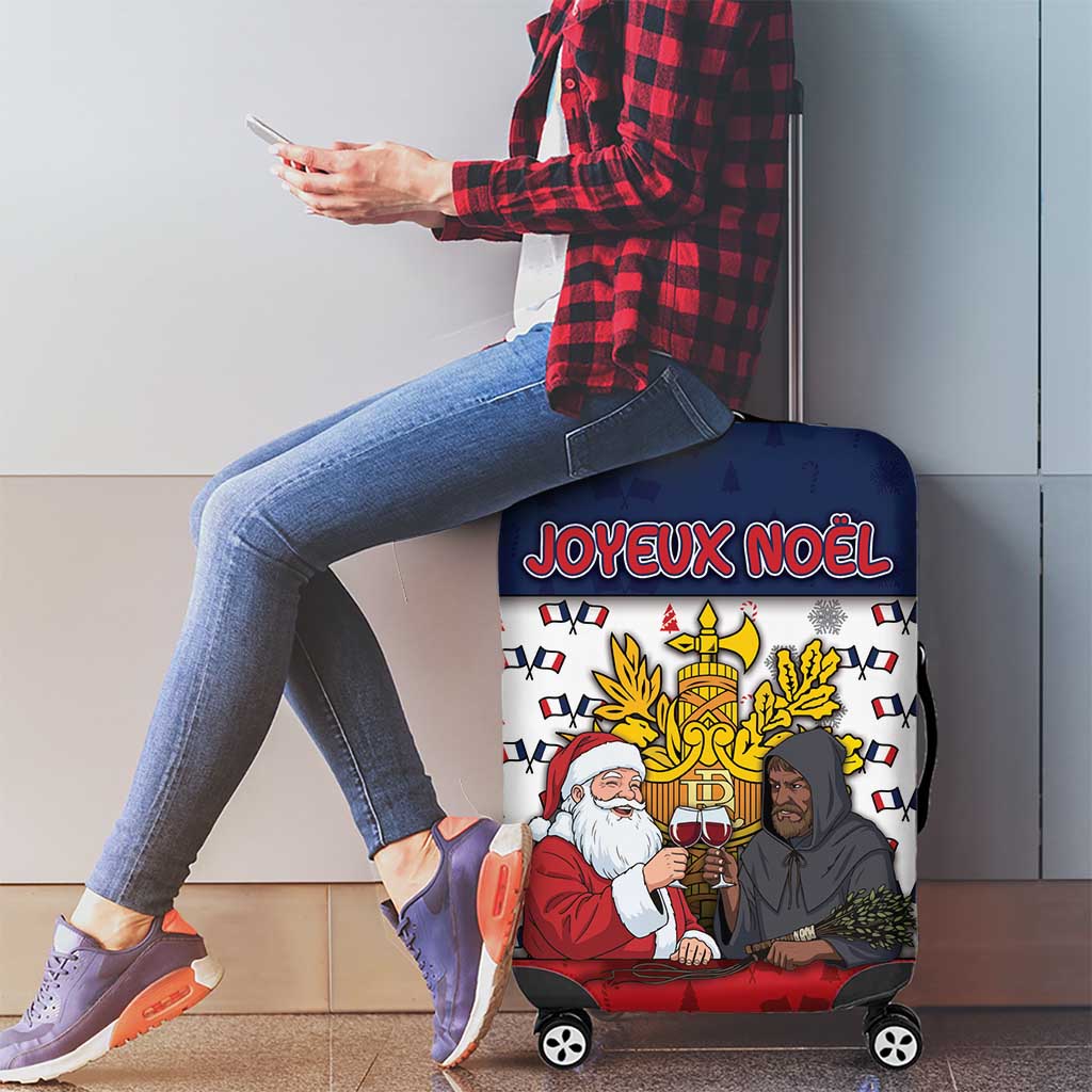France Christmas Luggage Cover Pere Noel And Pere Fouettard - Wonder Print Shop