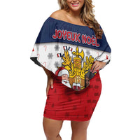 France Christmas Off Shoulder Short Dress Pere Noel And Pere Fouettard - Wonder Print Shop