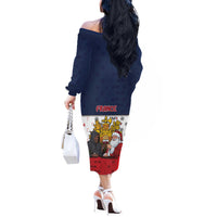 France Christmas Off The Shoulder Long Sleeve Dress Pere Noel And Pere Fouettard - Wonder Print Shop