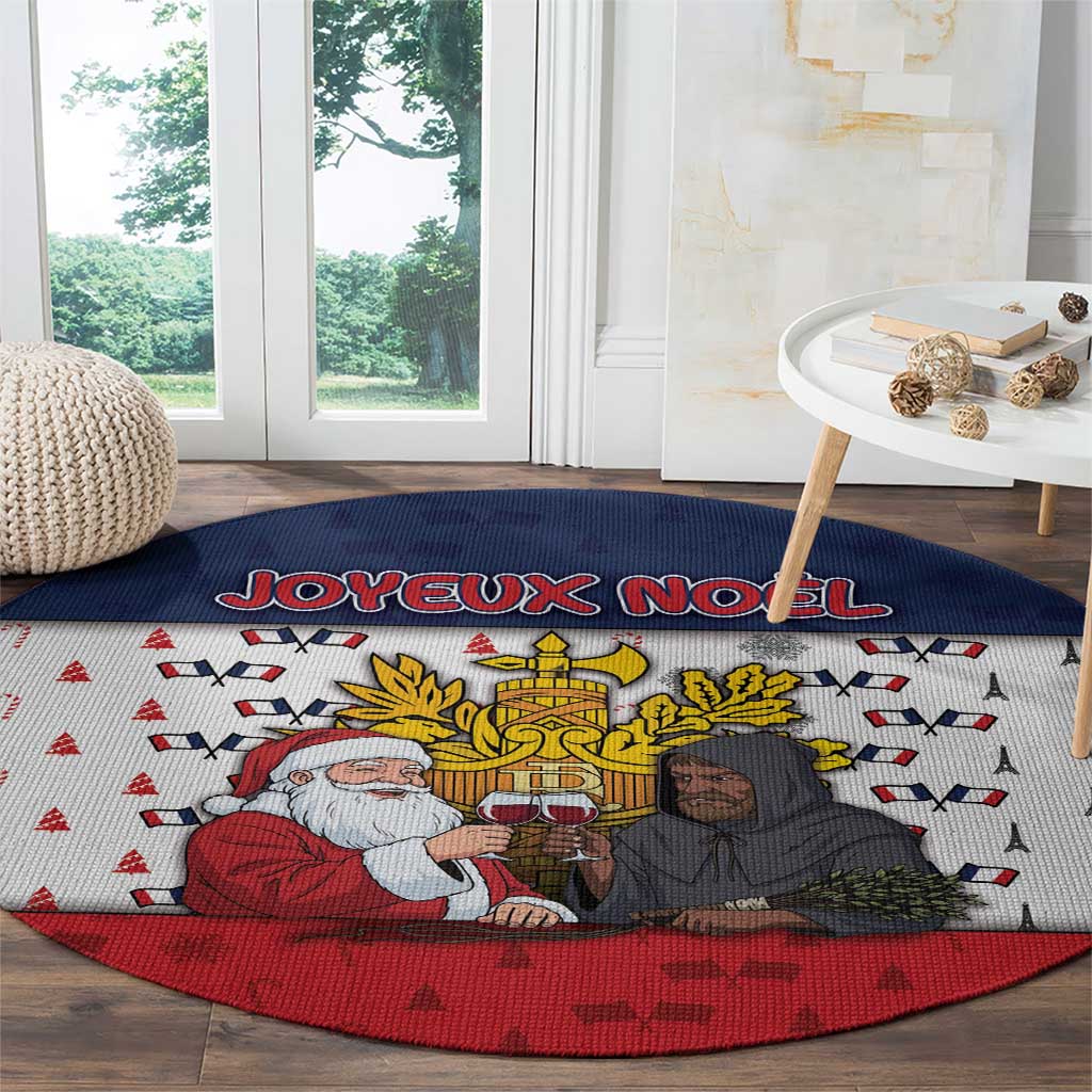 France Christmas Round Carpet Pere Noel And Pere Fouettard - Wonder Print Shop