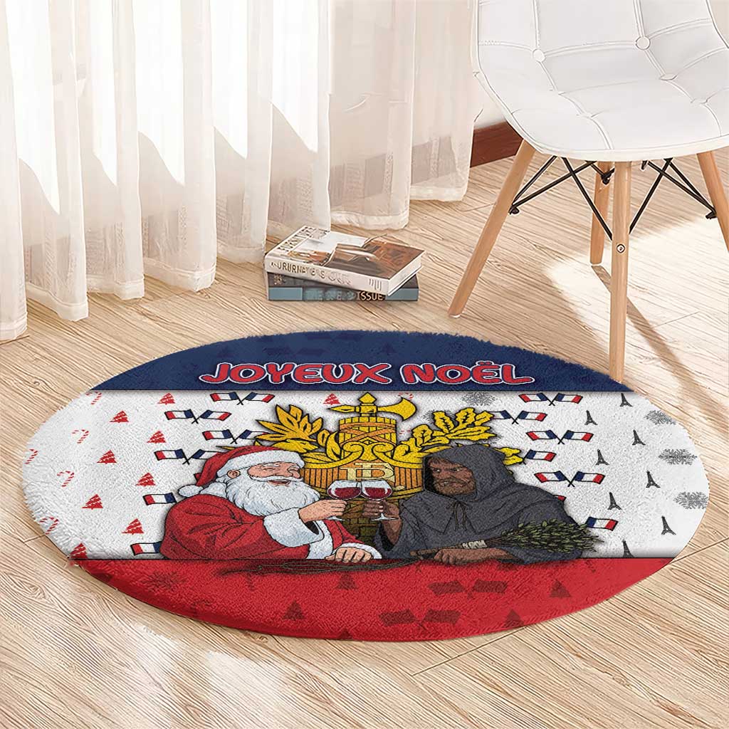 France Christmas Round Carpet Pere Noel And Pere Fouettard - Wonder Print Shop