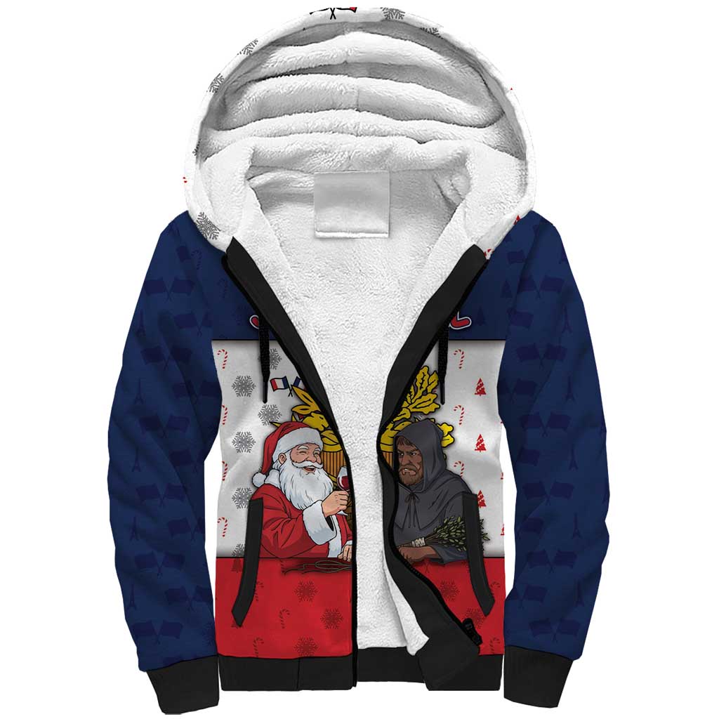 France Christmas Sherpa Hoodie Pere Noel And Pere Fouettard - Wonder Print Shop