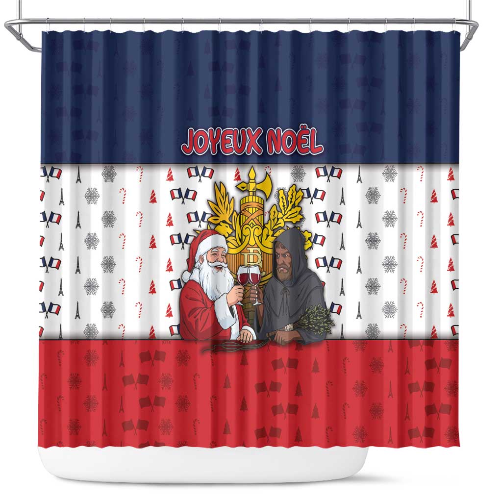 France Christmas Shower Curtain Pere Noel And Pere Fouettard - Wonder Print Shop