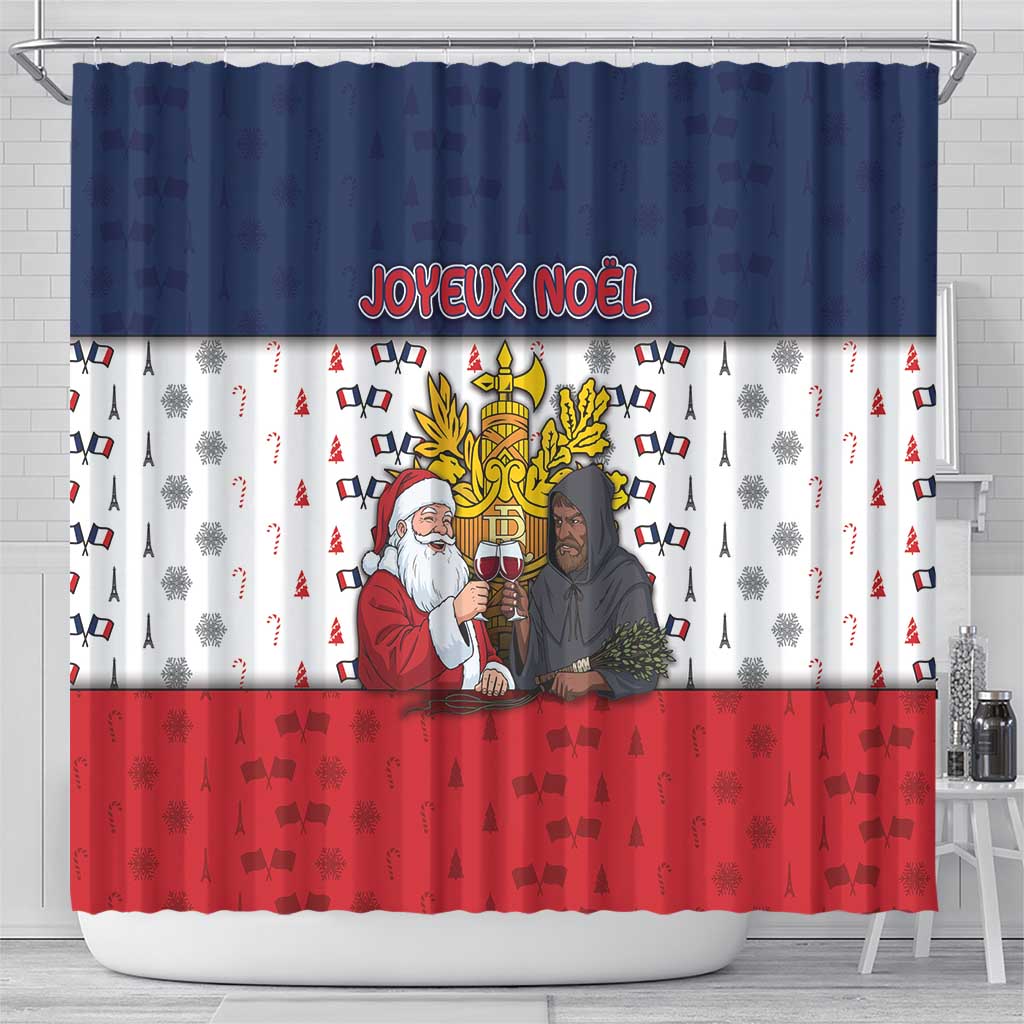 France Christmas Shower Curtain Pere Noel And Pere Fouettard - Wonder Print Shop