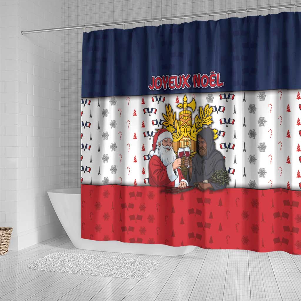 France Christmas Shower Curtain Pere Noel And Pere Fouettard - Wonder Print Shop