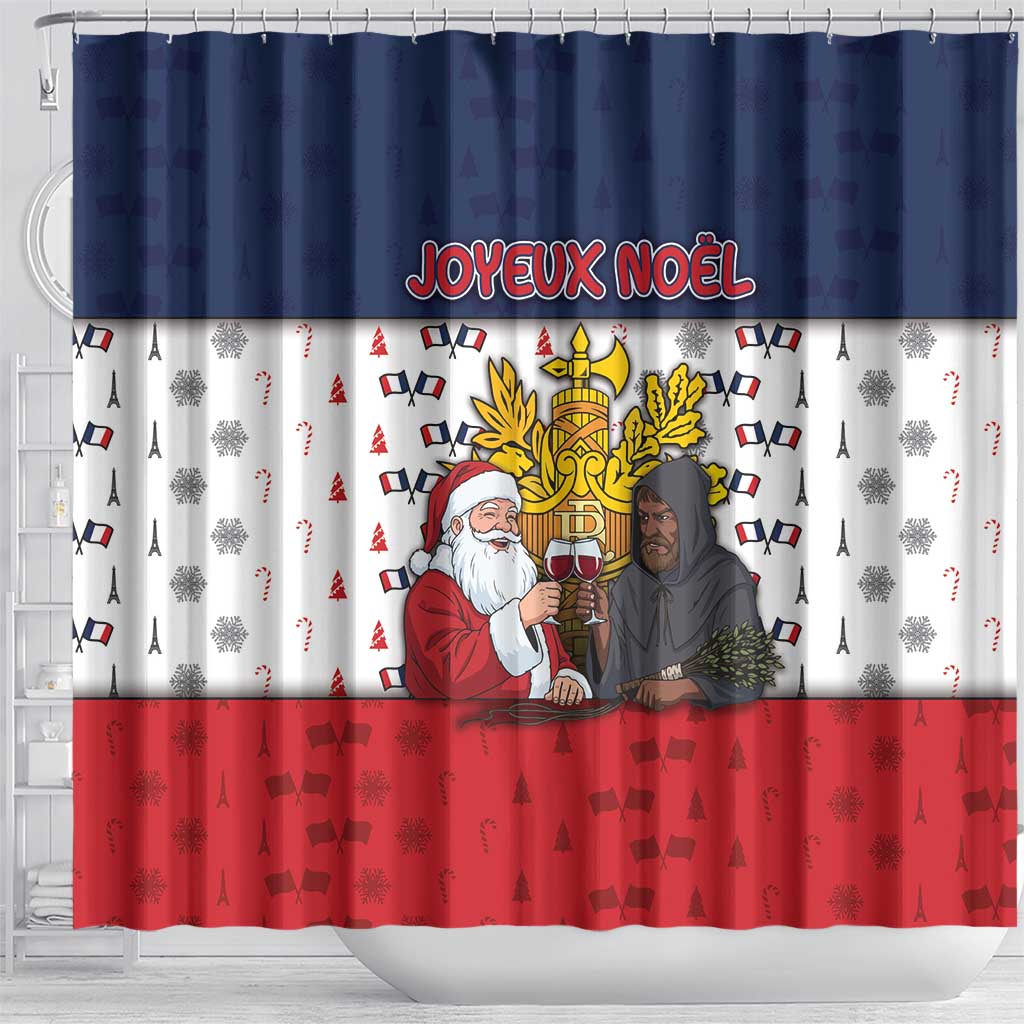 France Christmas Shower Curtain Pere Noel And Pere Fouettard - Wonder Print Shop