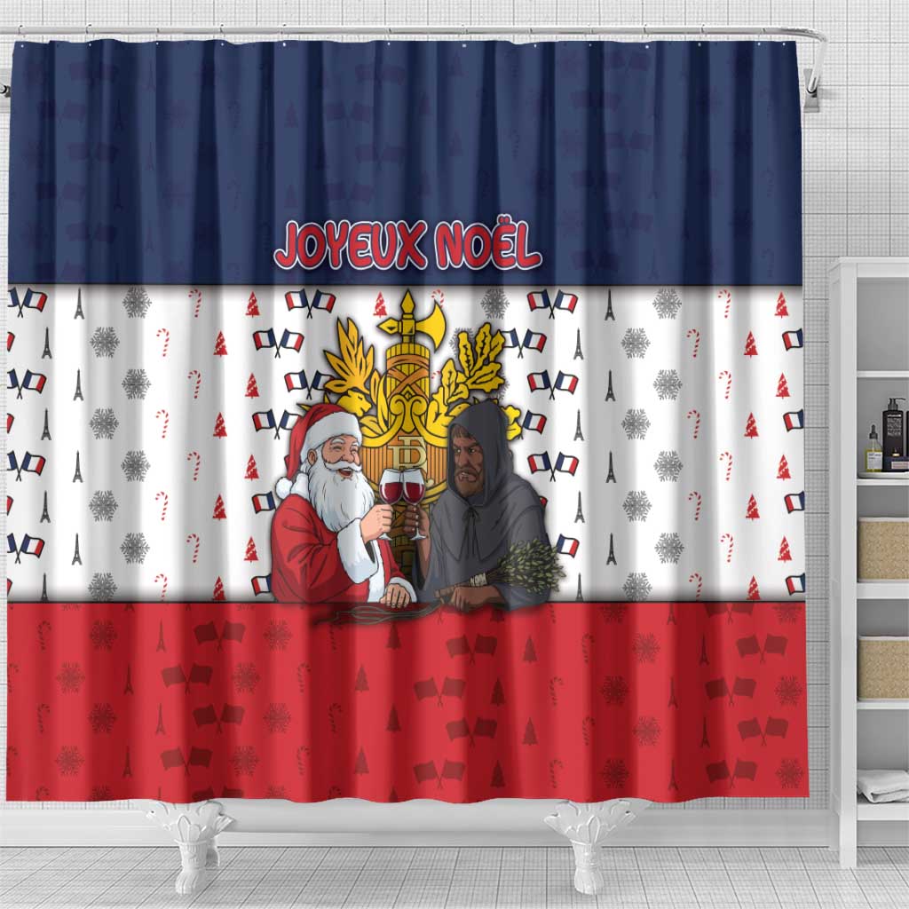 France Christmas Shower Curtain Pere Noel And Pere Fouettard - Wonder Print Shop