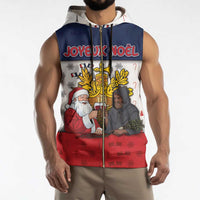 France Christmas Sleeveless Zip Hoodie Pere Noel And Pere Fouettard - Wonder Print Shop