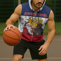 France Christmas Sleeveless Zip Hoodie Pere Noel And Pere Fouettard - Wonder Print Shop