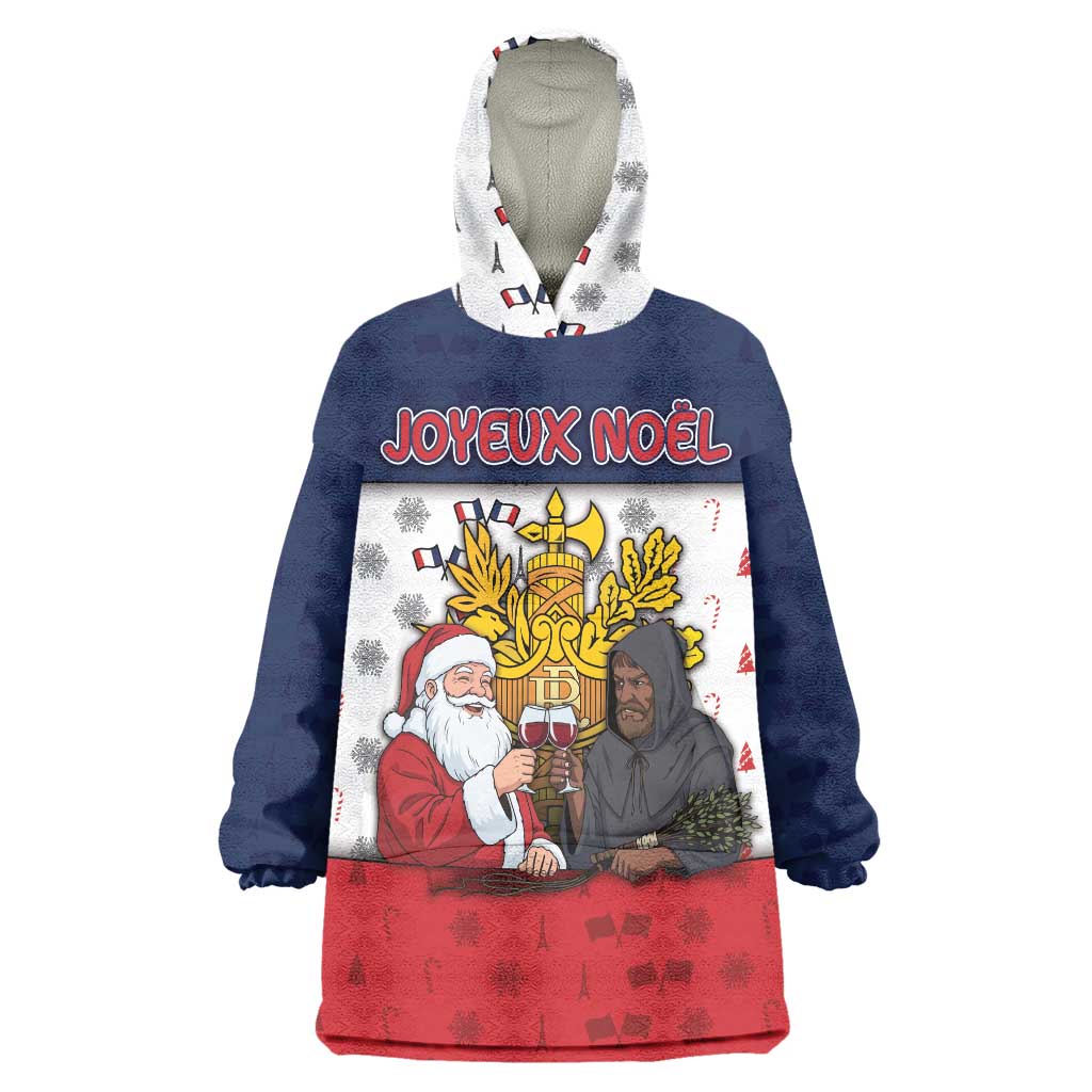 France Christmas Wearable Blanket Hoodie Pere Noel And Pere Fouettard - Wonder Print Shop