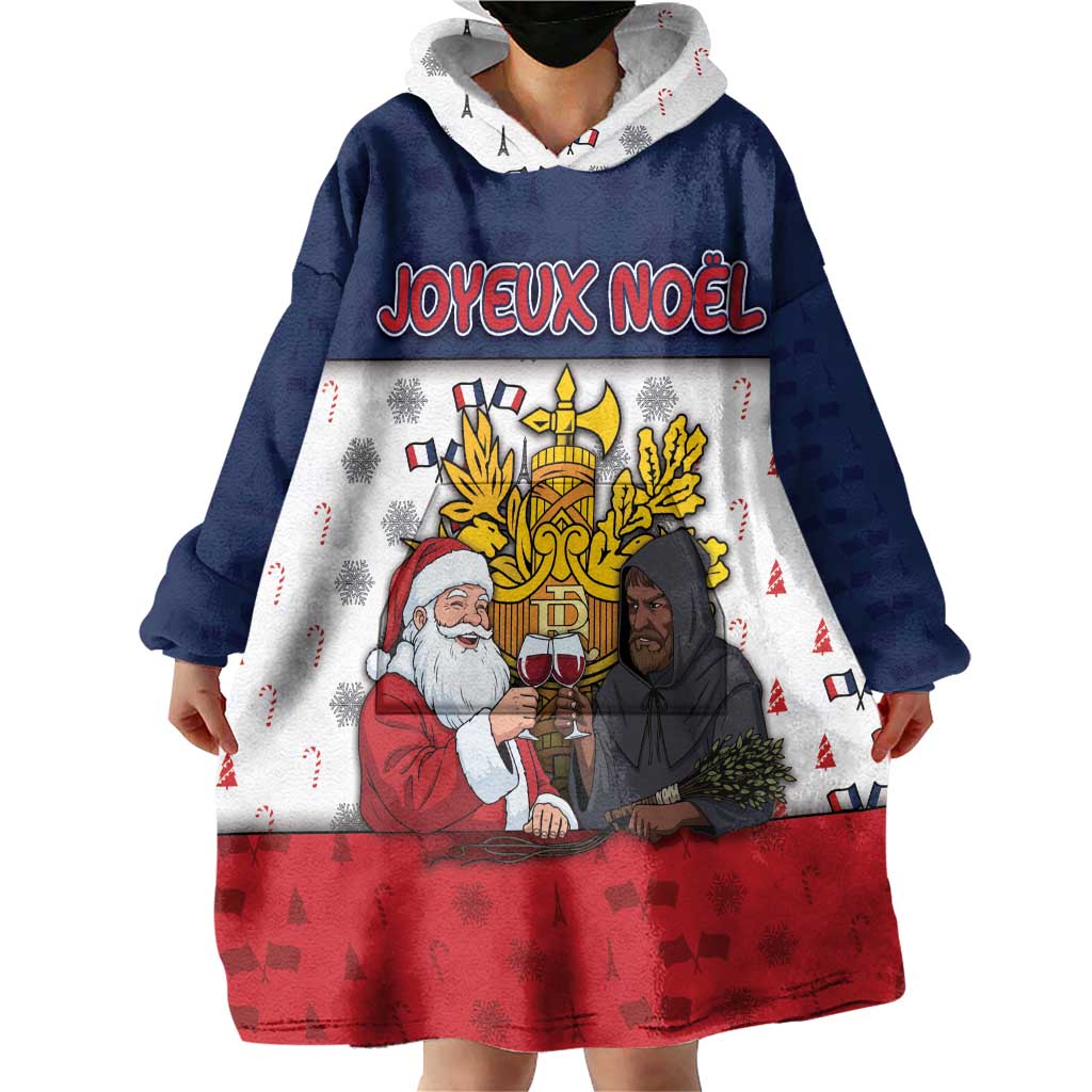France Christmas Wearable Blanket Hoodie Pere Noel And Pere Fouettard - Wonder Print Shop