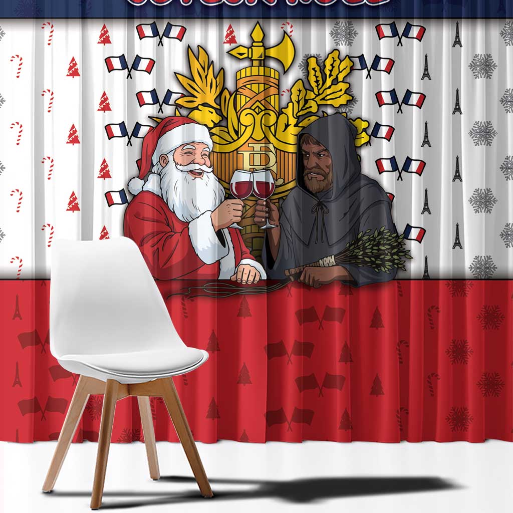 France Christmas Window Curtain Pere Noel And Pere Fouettard - Wonder Print Shop