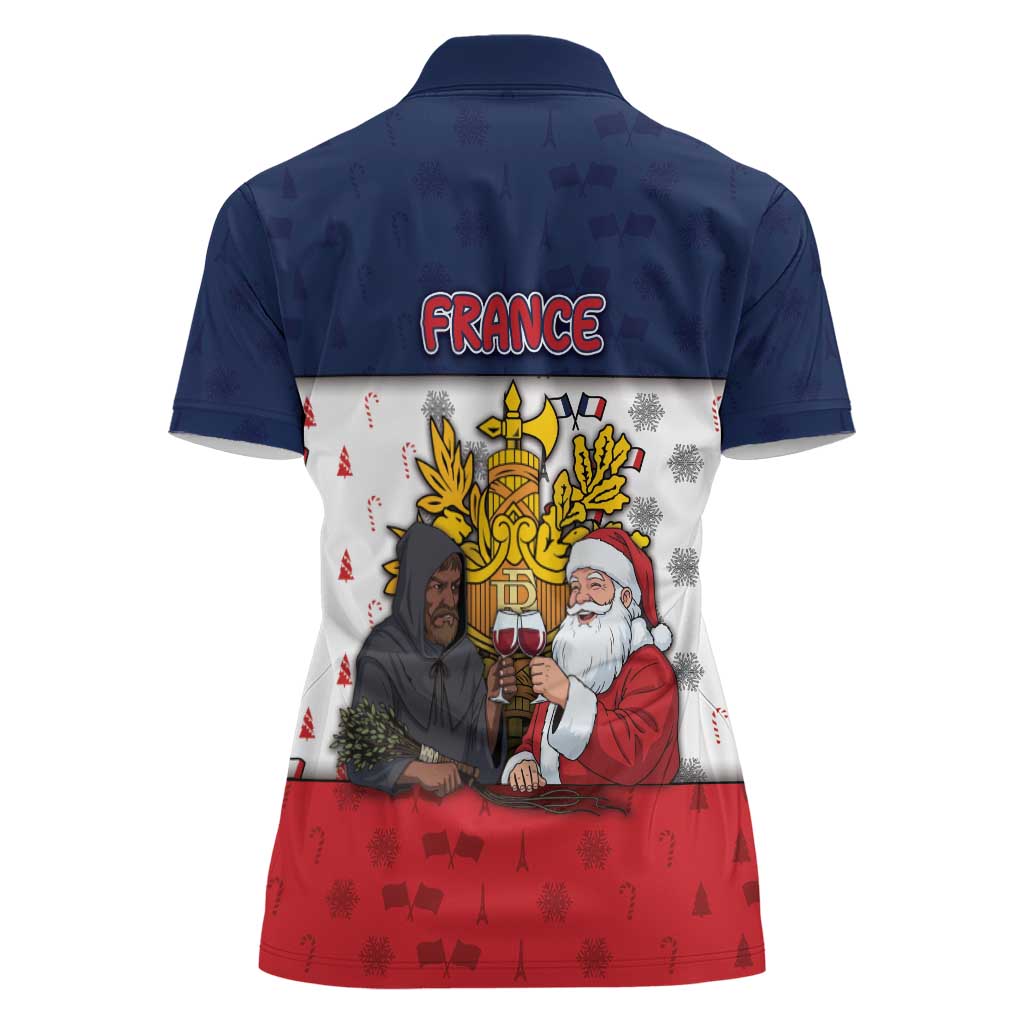 France Christmas Women Polo Shirt Pere Noel And Pere Fouettard - Wonder Print Shop