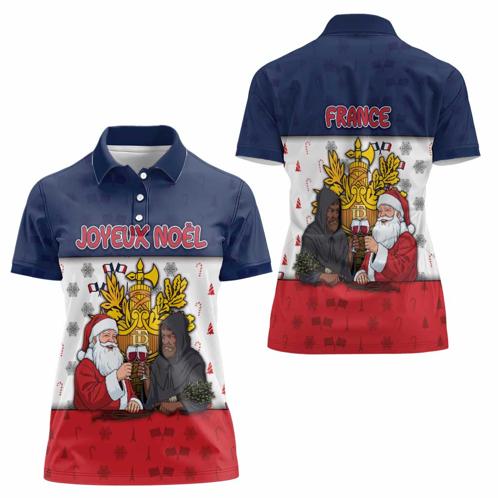 France Christmas Women Polo Shirt Pere Noel And Pere Fouettard - Wonder Print Shop