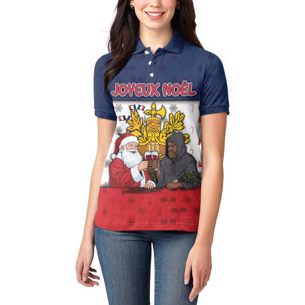 France Christmas Women Polo Shirt Pere Noel And Pere Fouettard - Wonder Print Shop