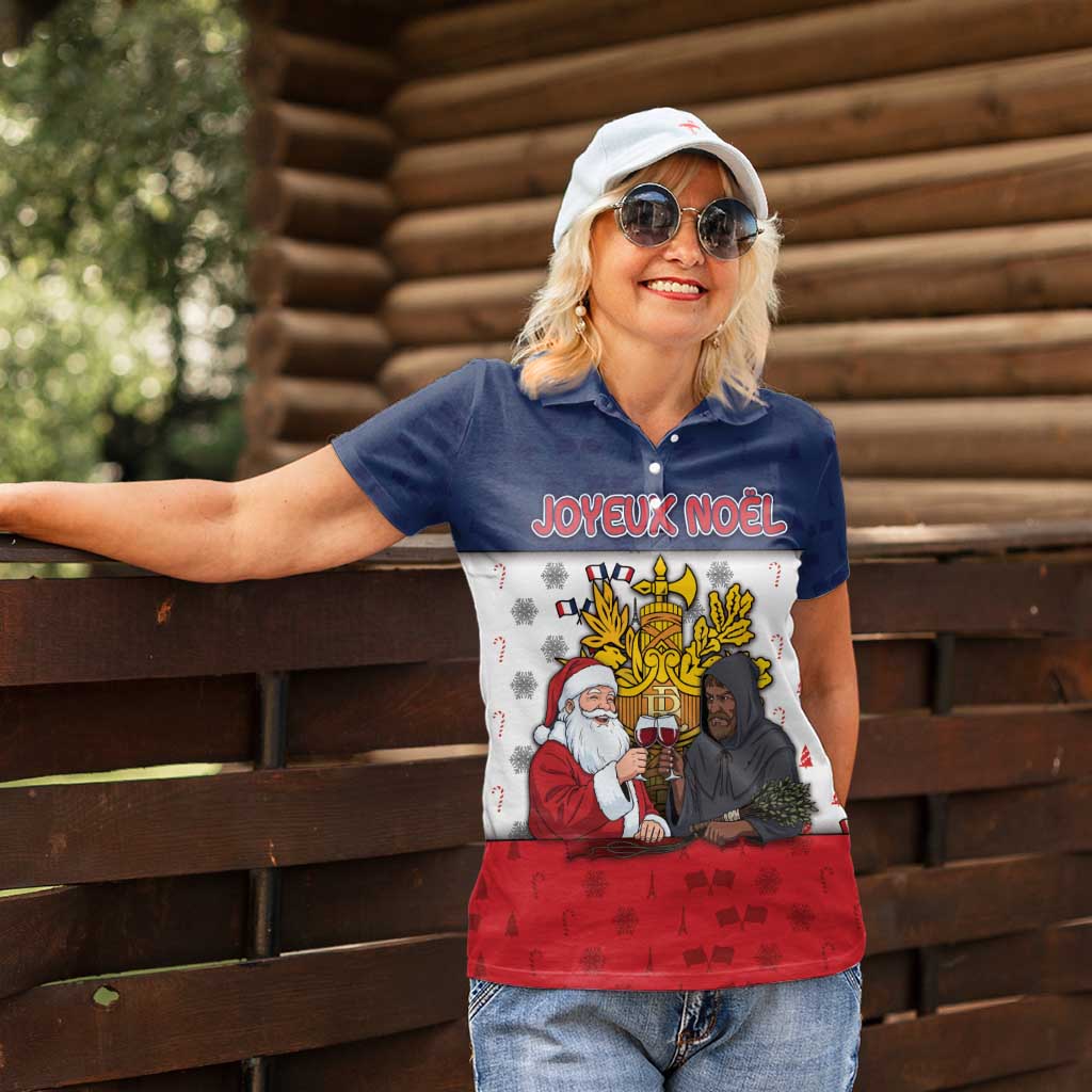 France Christmas Women Polo Shirt Pere Noel And Pere Fouettard - Wonder Print Shop