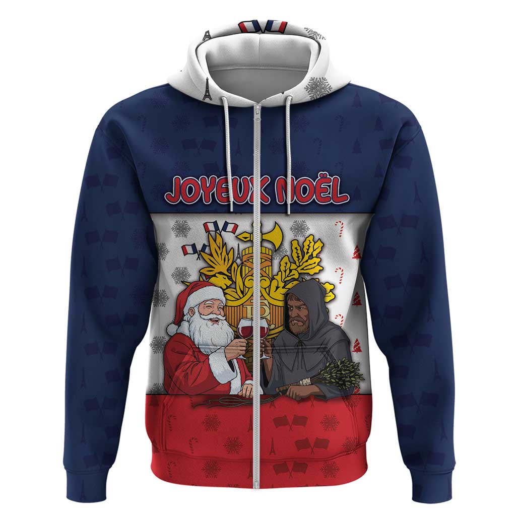 France Christmas Zip Hoodie Pere Noel And Pere Fouettard - Wonder Print Shop