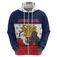France Christmas Zip Hoodie Pere Noel And Pere Fouettard - Wonder Print Shop