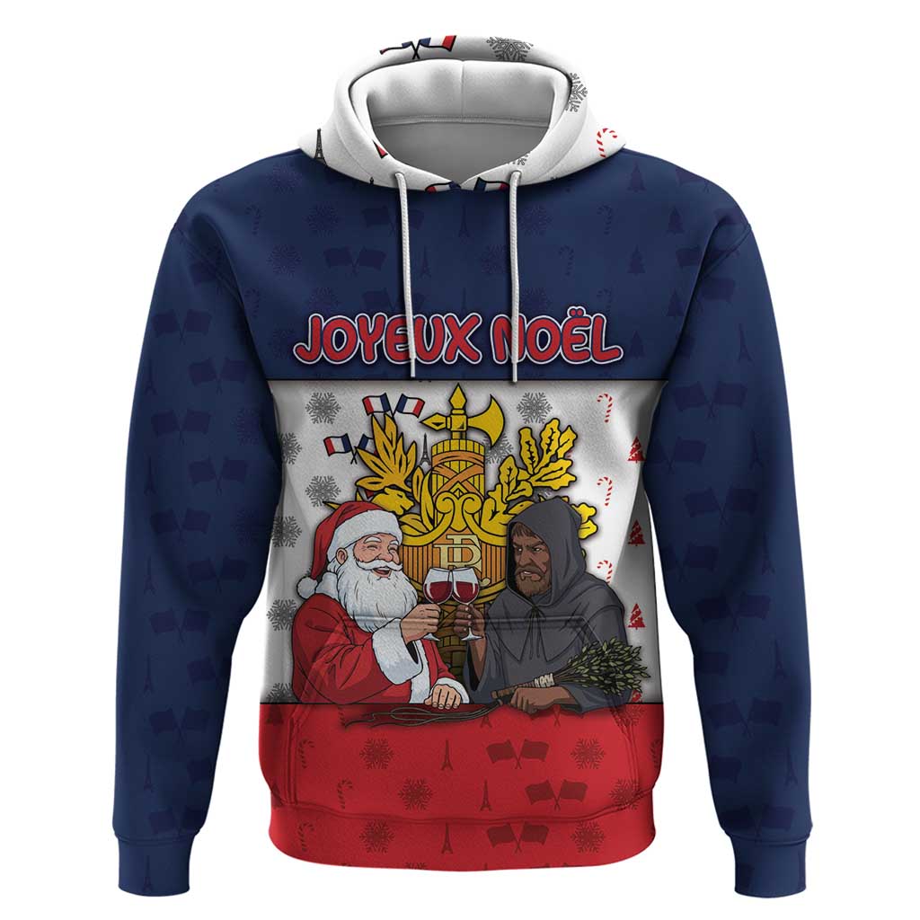 France Christmas Zip Hoodie Pere Noel And Pere Fouettard - Wonder Print Shop