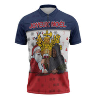 France Christmas Zipper Polo Shirt Pere Noel And Pere Fouettard - Wonder Print Shop