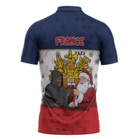 France Christmas Zipper Polo Shirt Pere Noel And Pere Fouettard - Wonder Print Shop