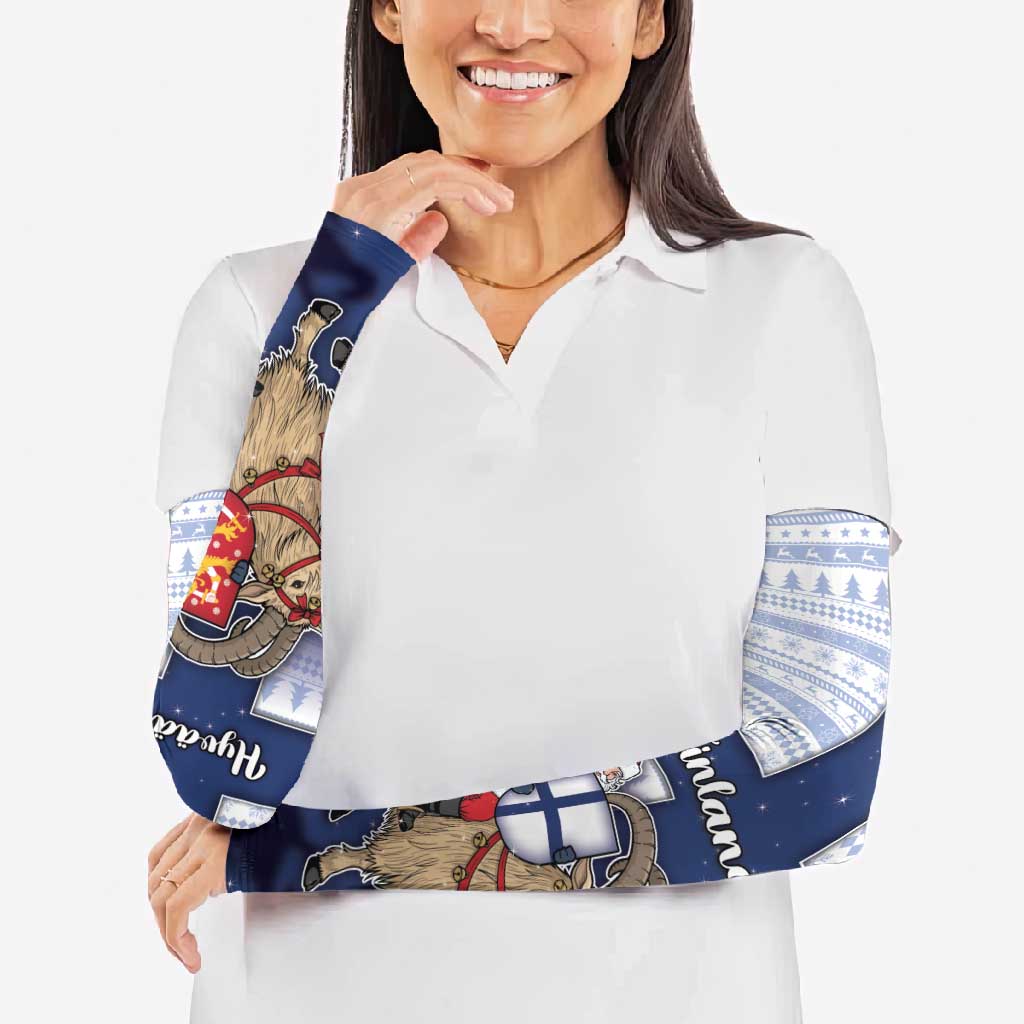 Finland Christmas Arm Sleeves Joulupukki With Coat Of Arms - Wonder Print Shop