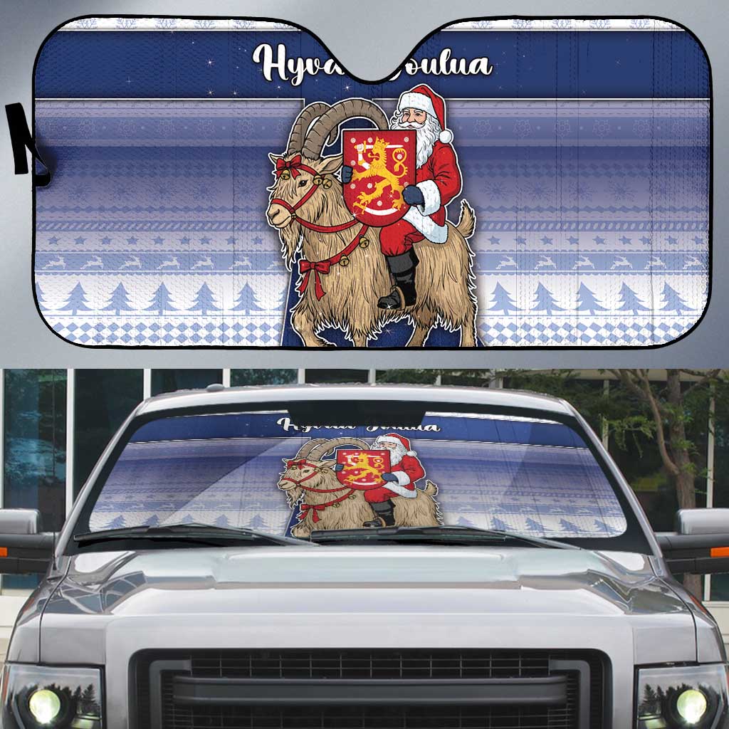 Finland Christmas Auto Sun Shade Joulupukki With Coat Of Arms - Wonder Print Shop